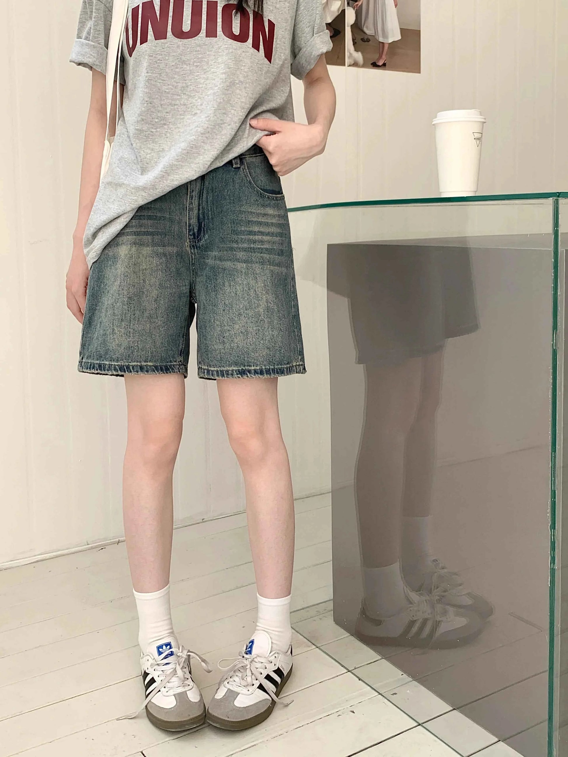 Women Vintage High Waist Denim Short