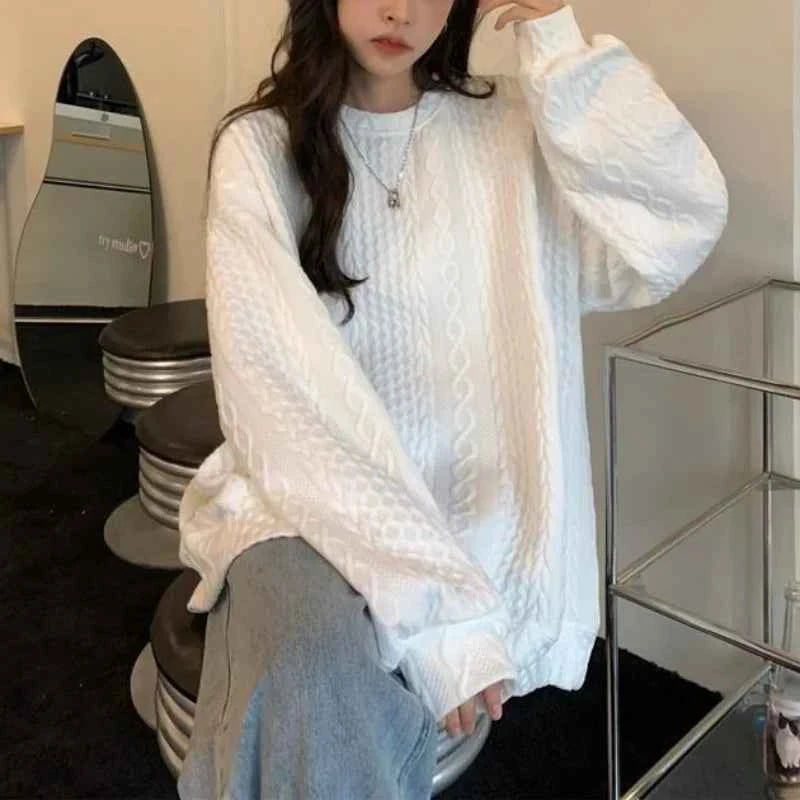 Y2K Women Solid Color Casual Sweater