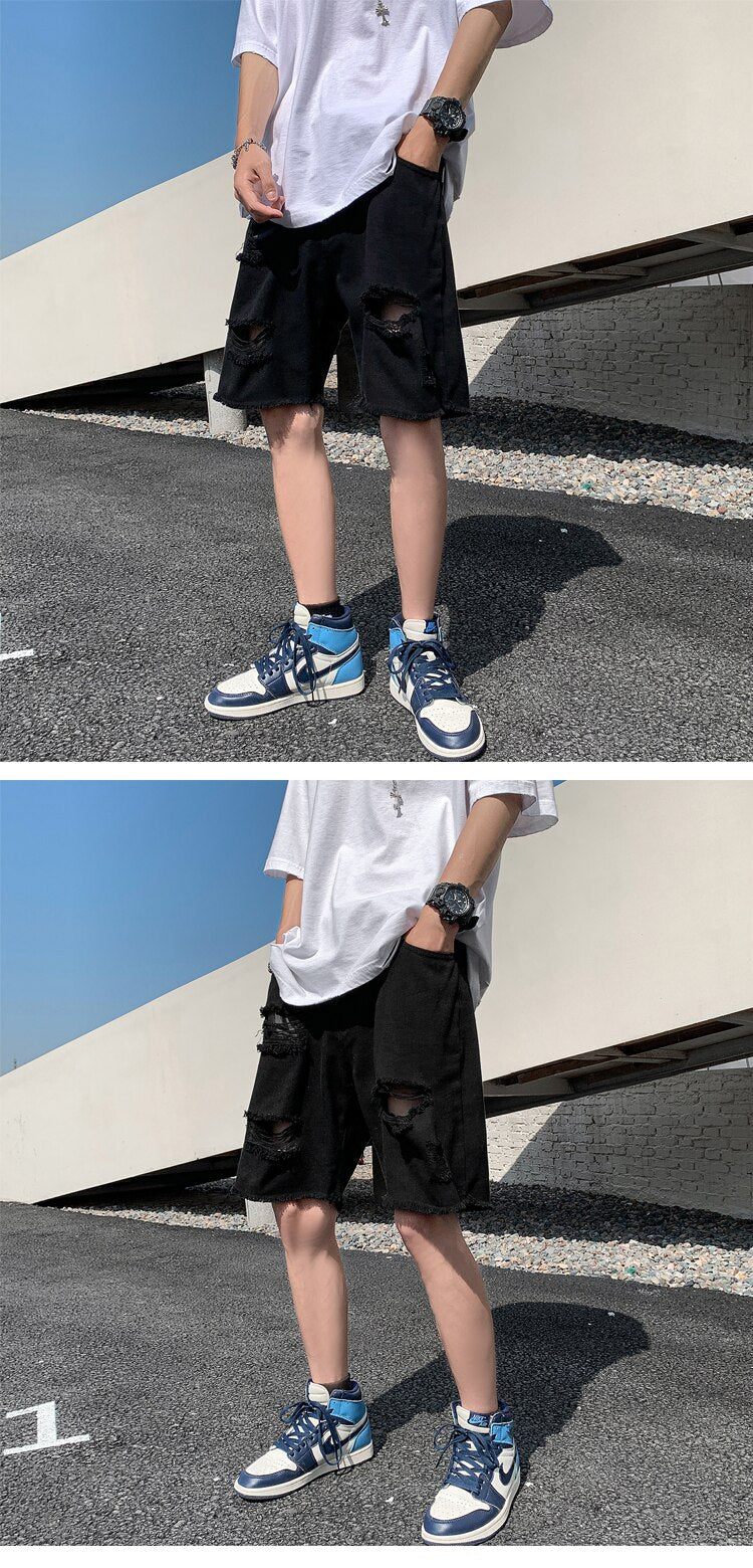 Denim Ripped Jeans Shorts