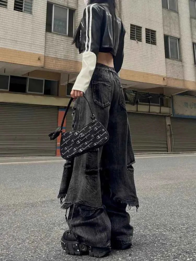 Vintage Streetwear Cool Waif Ripped Denim Jeans