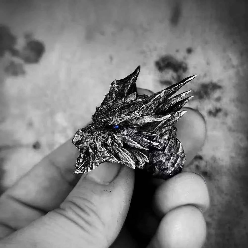 Y2K Steel Dragon Large Gothic Ring