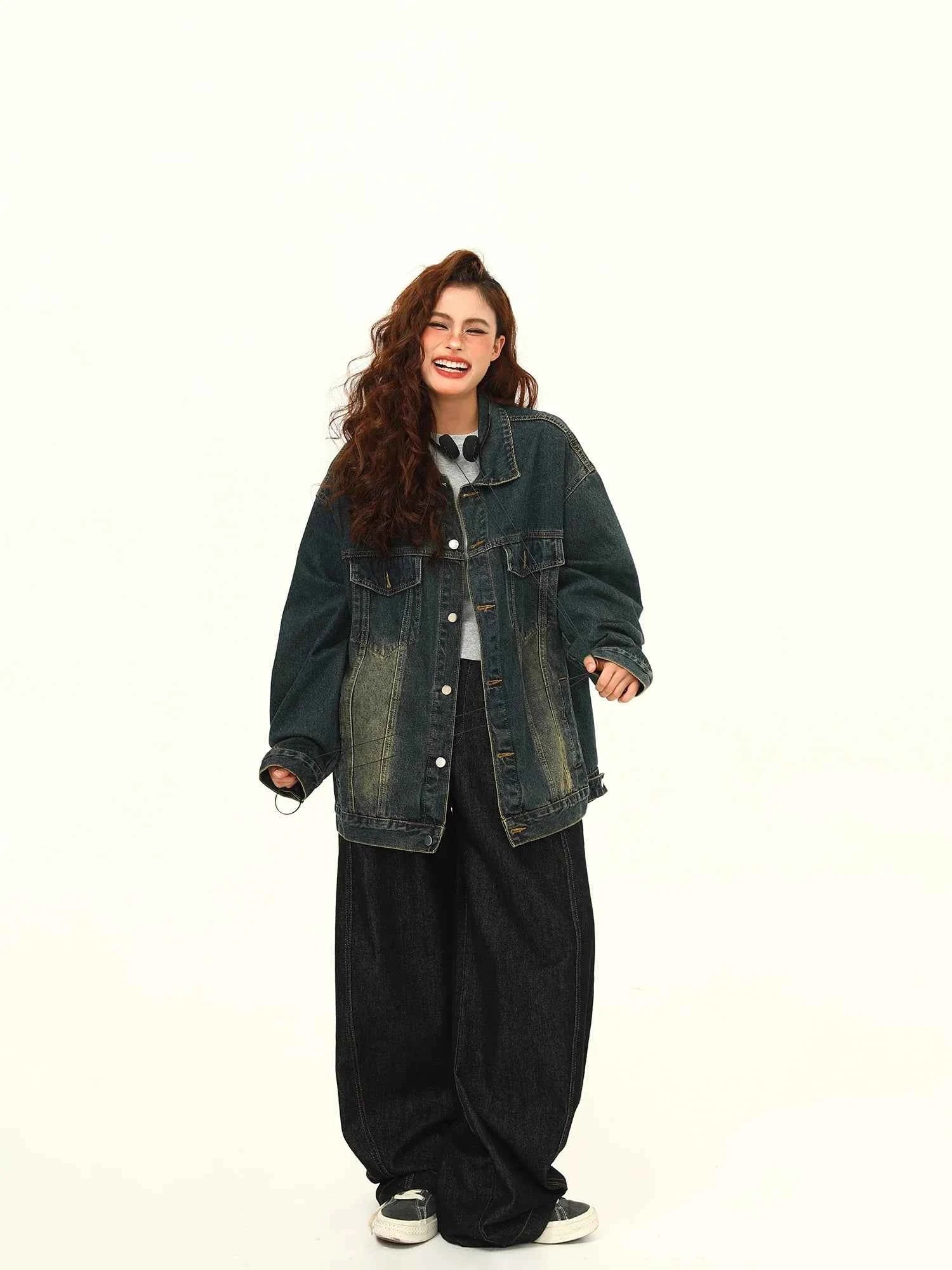 Women Black and Gray Denim Jacket