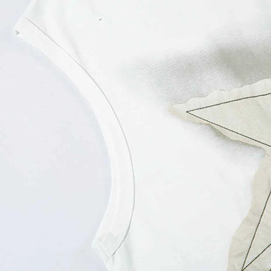 Y2K Cool Oversized Star Patchwork Sleevless T-Shirt