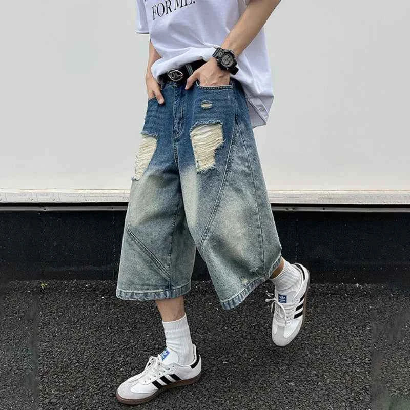 Original Gradient Cozy Vibes Washed Patched Jorts