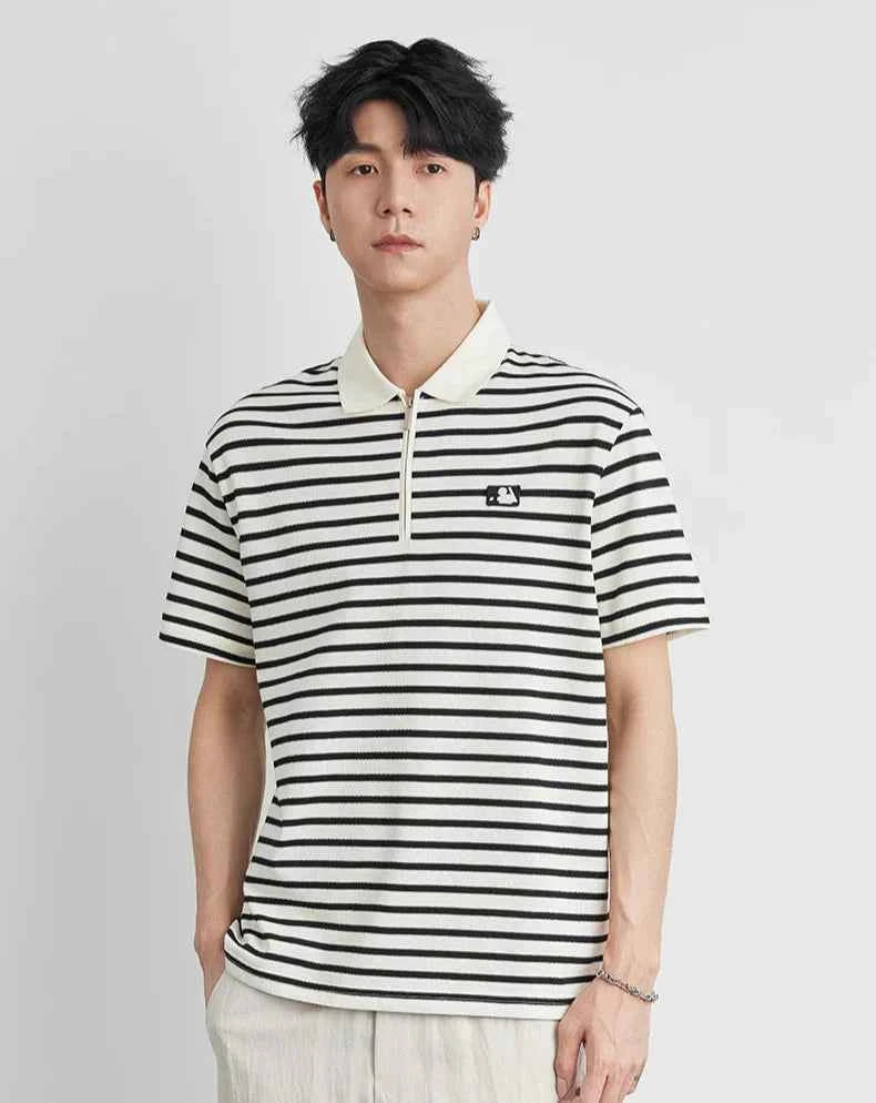 Men's Casual Stylish Korean Striped Polo T-Shirt