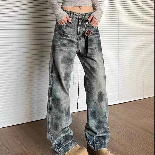 Streetwear Stylish Retro Vintage Straight Leg Jeans