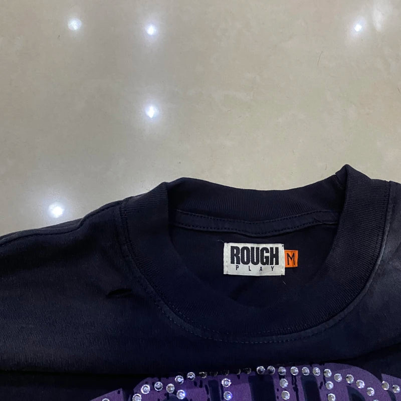 High Quality Heavy Fabric Fashion Loose Casual Rhinestore T-shirts