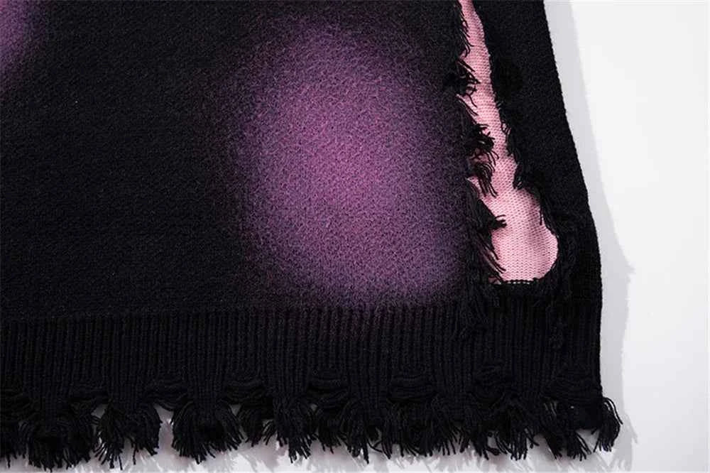 Essential Distressed Letter Graphic Knitted Sweater
