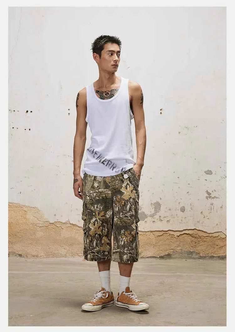 Vintage Leaf Camouflage Casual Summer Jorts