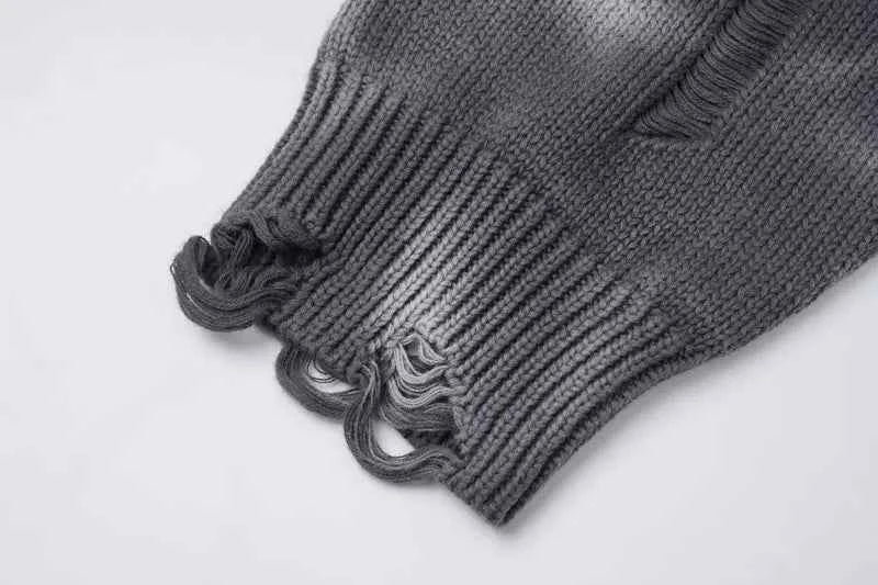 Y2K Signature Grunge Oversized Ripped Knitted Sweater
