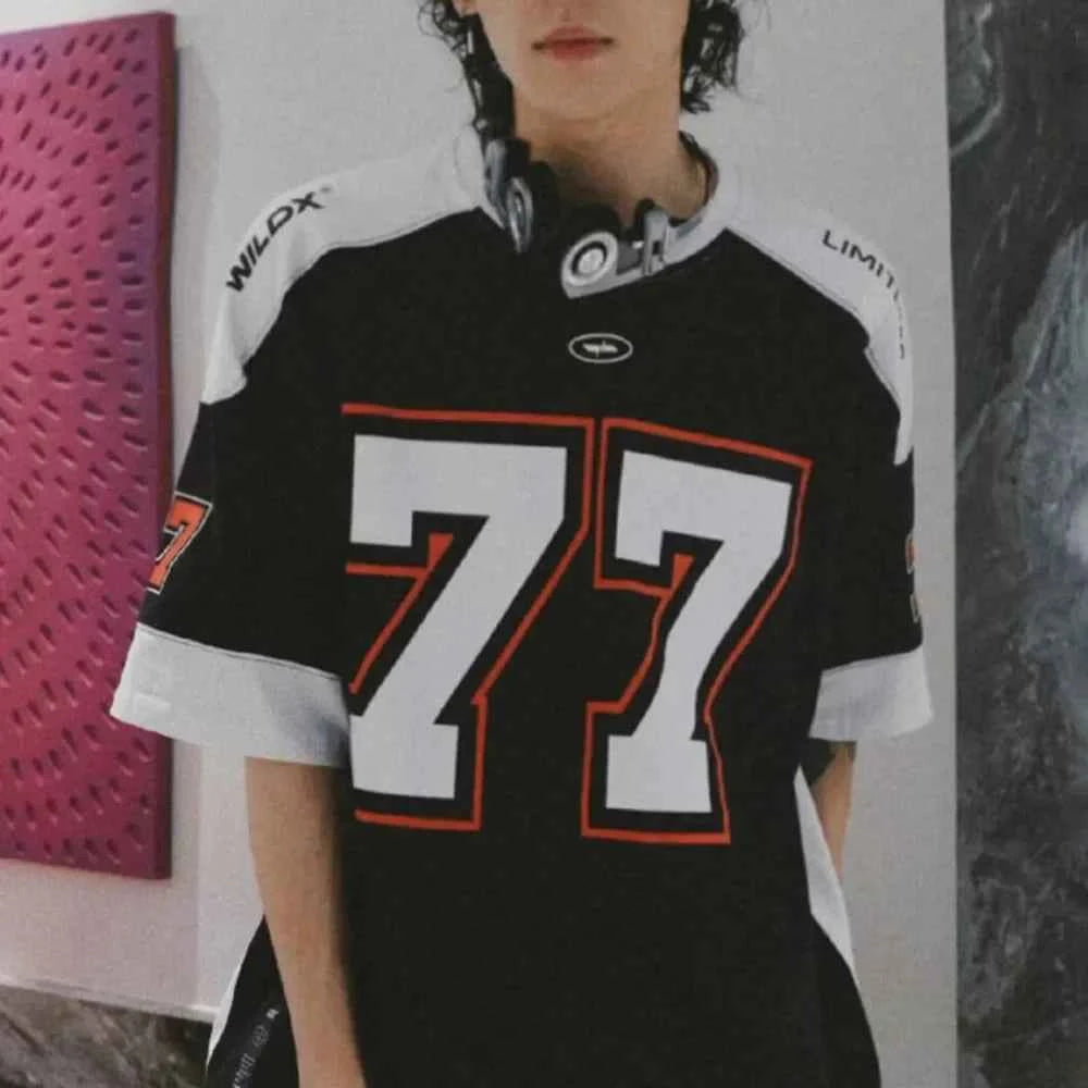 Contrast American Style Sport Jersey T-Shirt