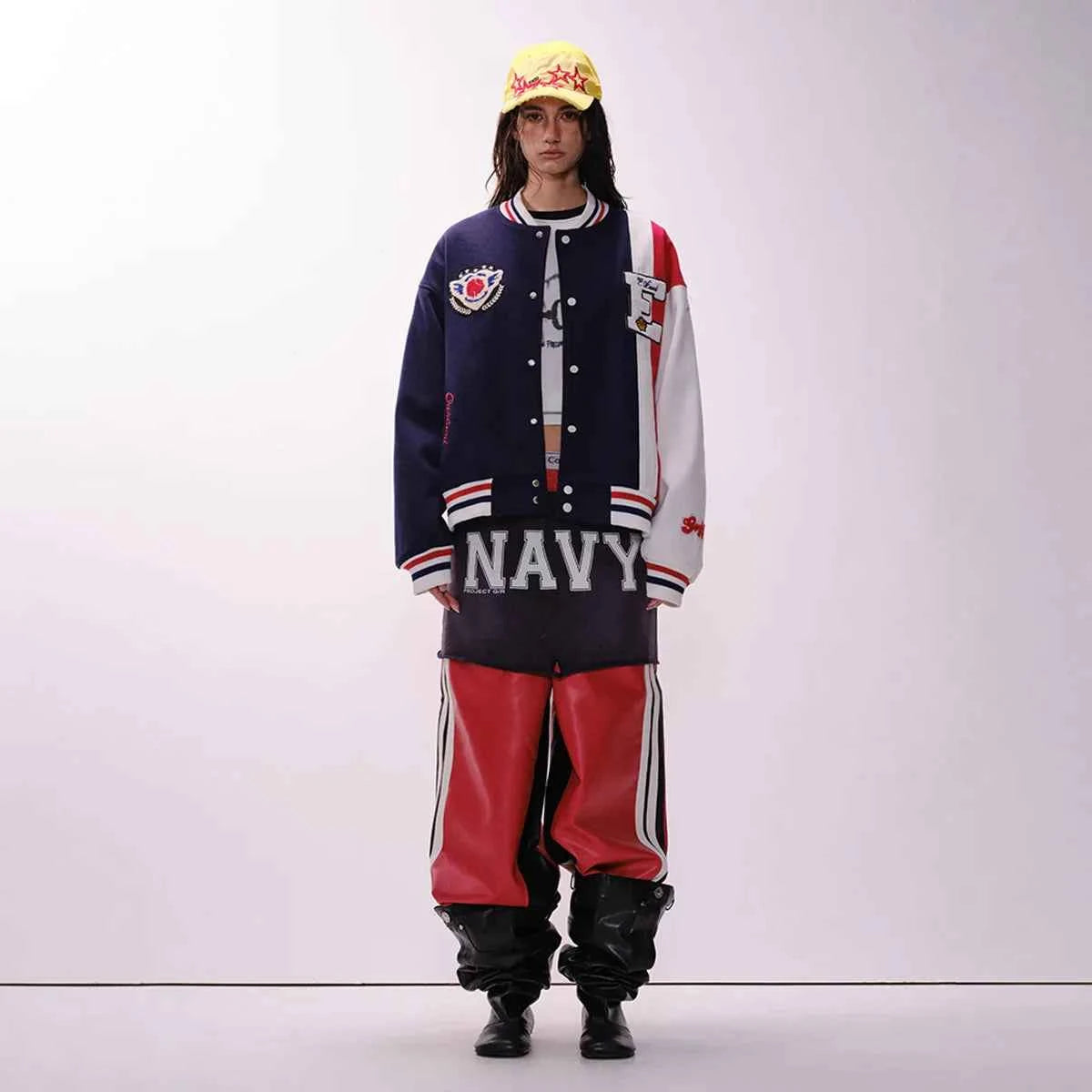 Y2K Embroidered Patchwork Baseball Varsity Jacket