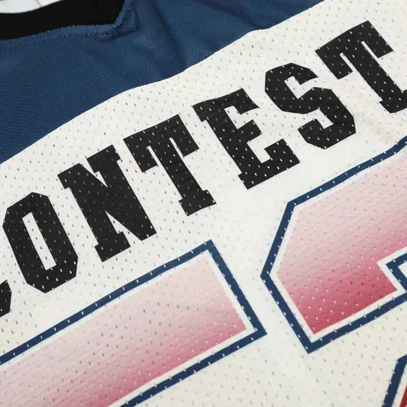 Insulated Y2K Patchwork Mesh Jersey Sport T-Shirt