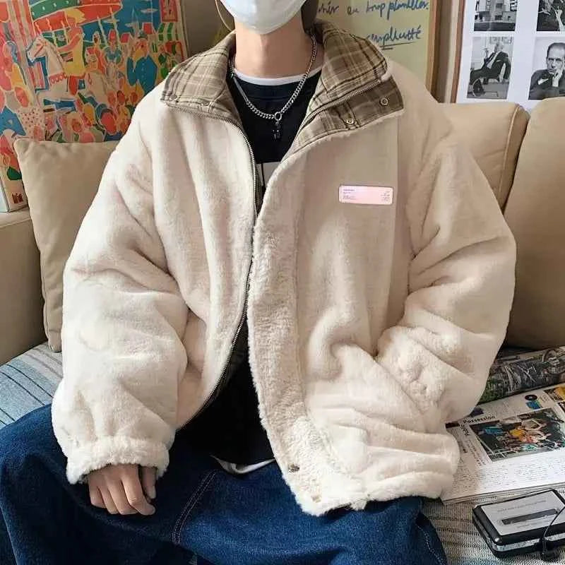 Reversible Warm Double Wool Faux Fur Jacket