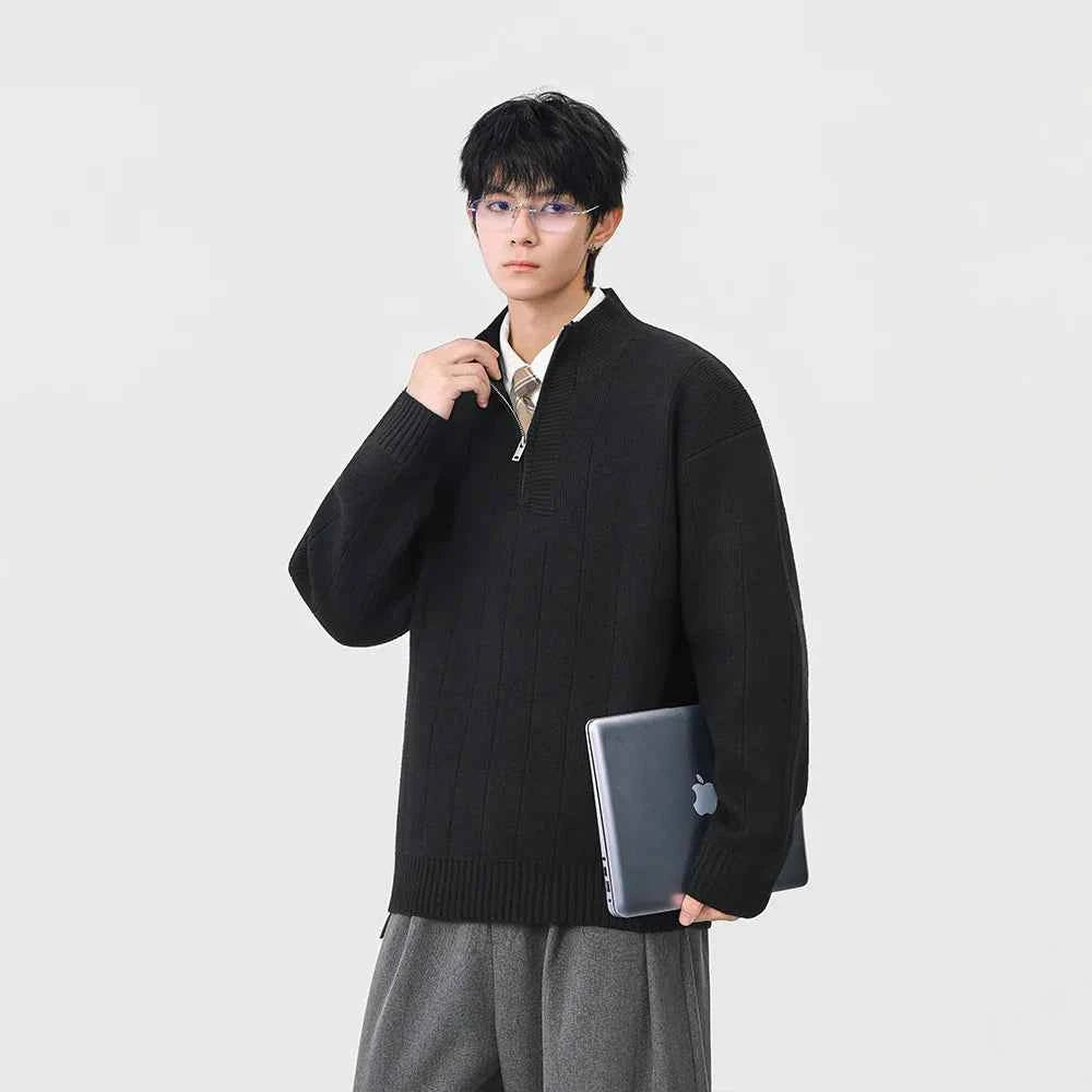 Essential Solid Color Mock Neck Jumper Sweater