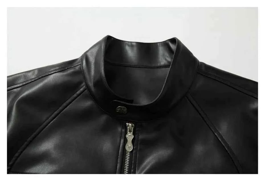 Stylish Hip Hop Plaid Zip Up PU Leather Motorcycle Jacket