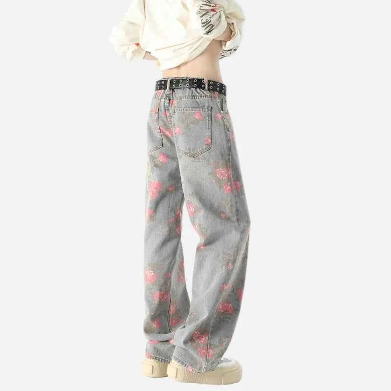 Y2K Versatile Floral Straight Leg Jeans