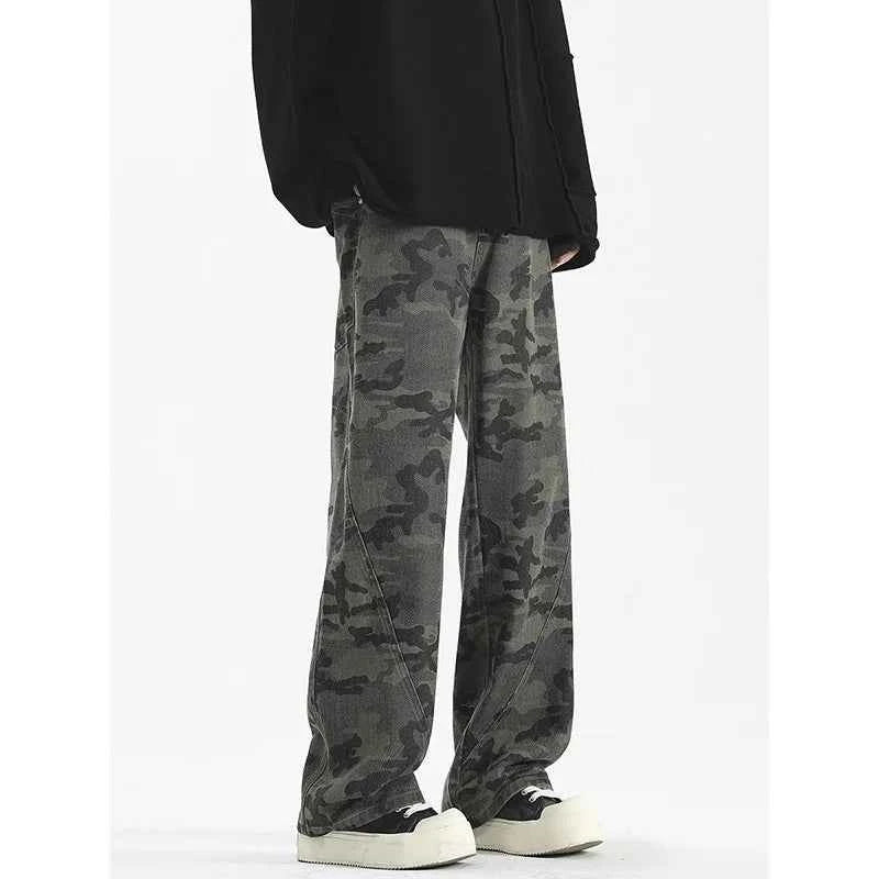 Versatile High Street Camouflage Baggy Jeans