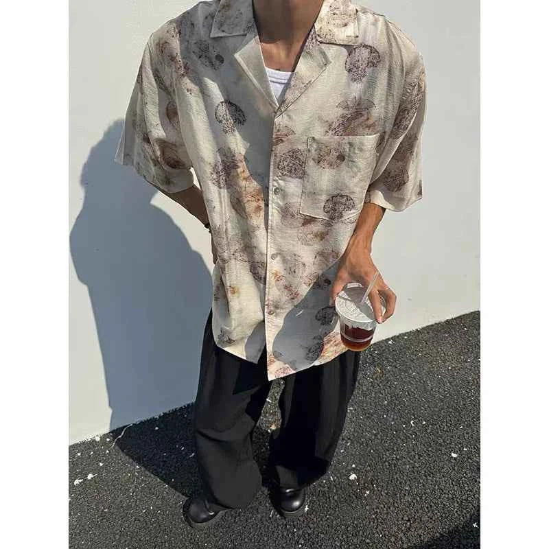Premium Y2K Oversize Grid Pattern Half Sleeve Shirt