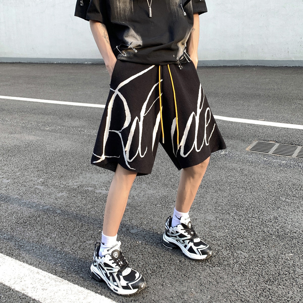 Letter Foam Y2K Knee Length Shorts