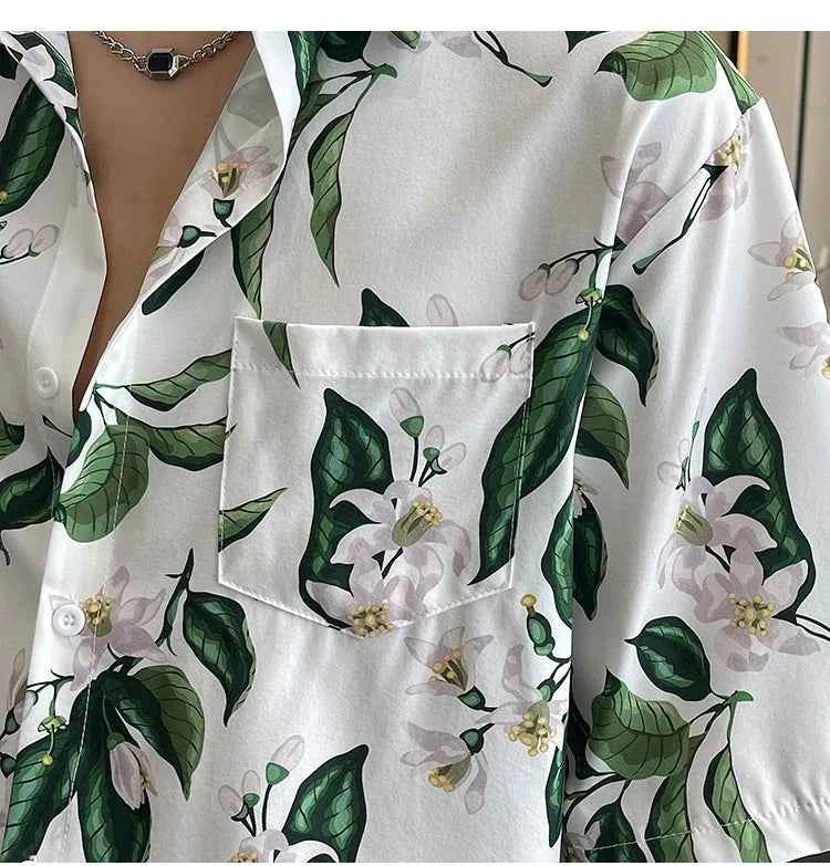 Casual Vintage Flower Print Hawaiian Beach Shirt