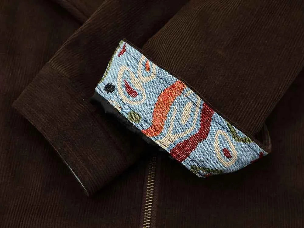 Elevated Y2K Embroidered Corduroy Cargo Jacket