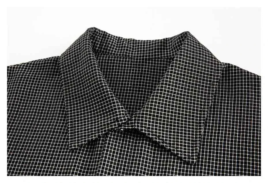 Y2K Oversized Fake Two Piece Plaid Long Sleeve Shirt