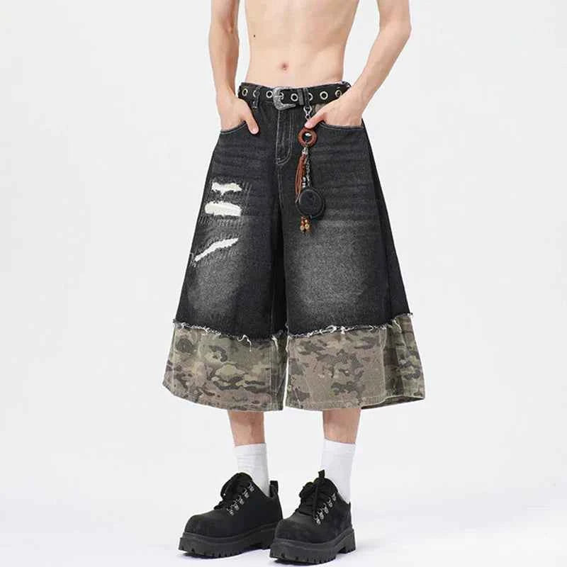Trendy Camouflage Printed Loose Cropped Jorts