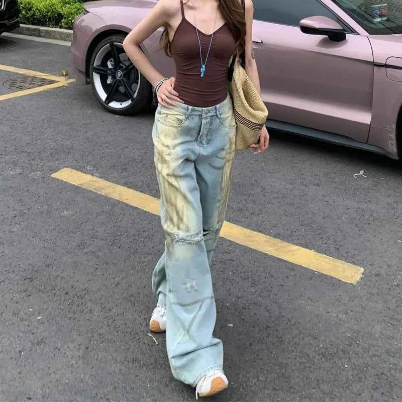 Modern High Waist Baggy Ripped Jeans