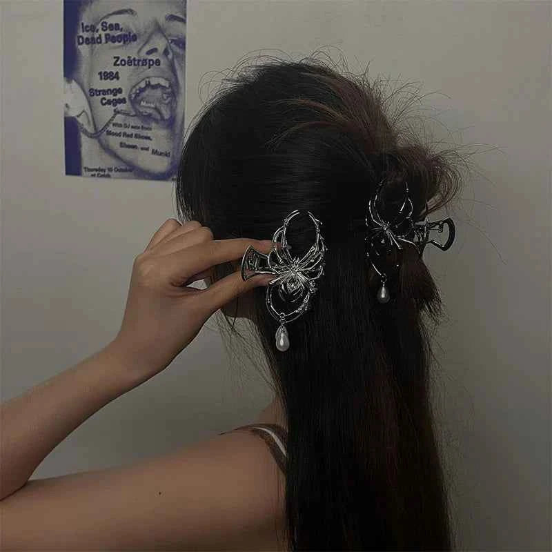 Gothic Sweet Black Spider Hair Claw Clips