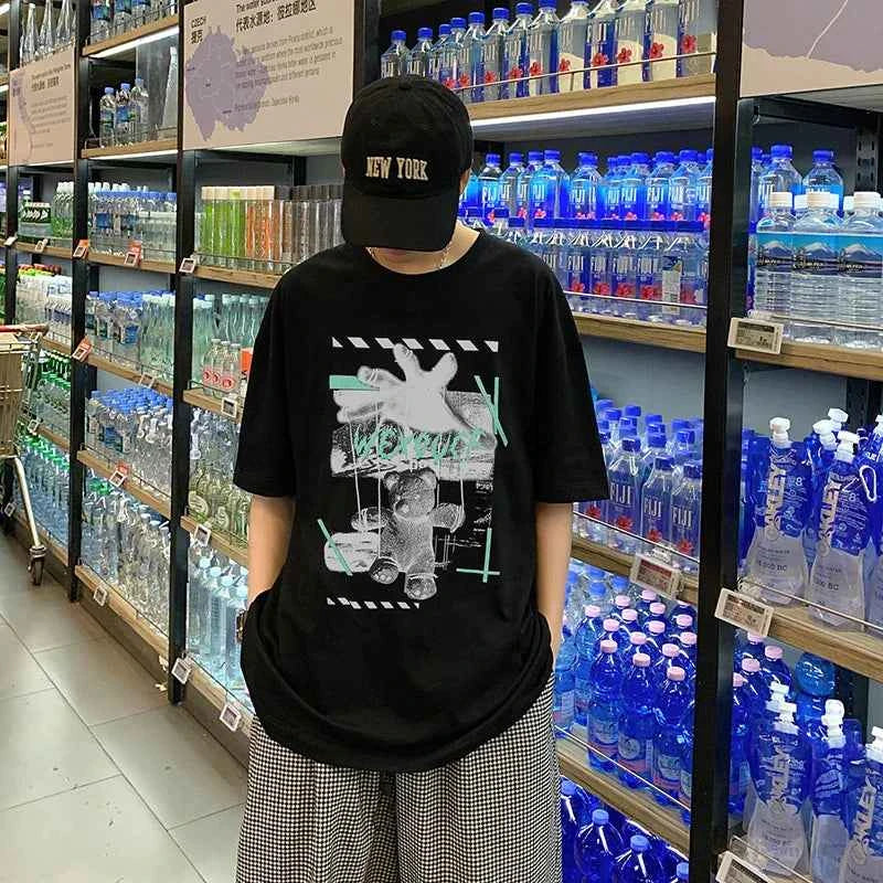 Y2K Stylish Bear Print Loose Fit T-Shirt