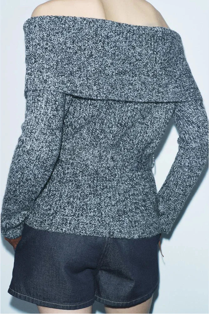 Casual Solid Knitting Slash Neck Sweater - Luxuryurbanwear