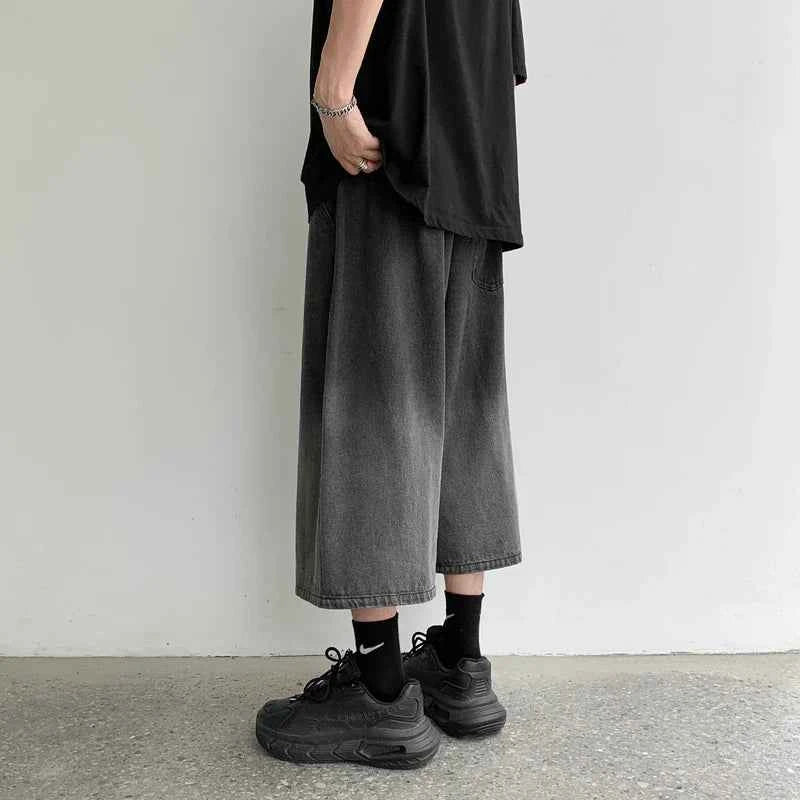 Men's Streetwear Gradient Calf-Length Denim Jorts