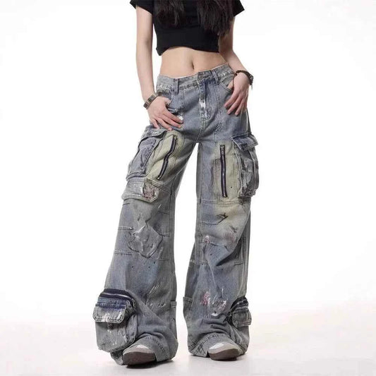 Retro American Style Workwear Baggy Jeans