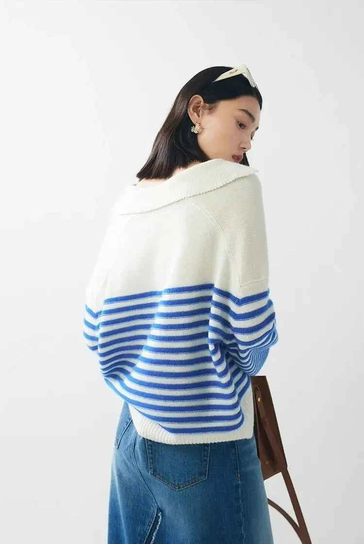 Stylish Striped Winter Knit Pullover Sweater