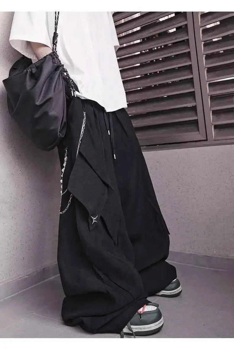 Distressed Detail Elastic Waist Cargo Pants