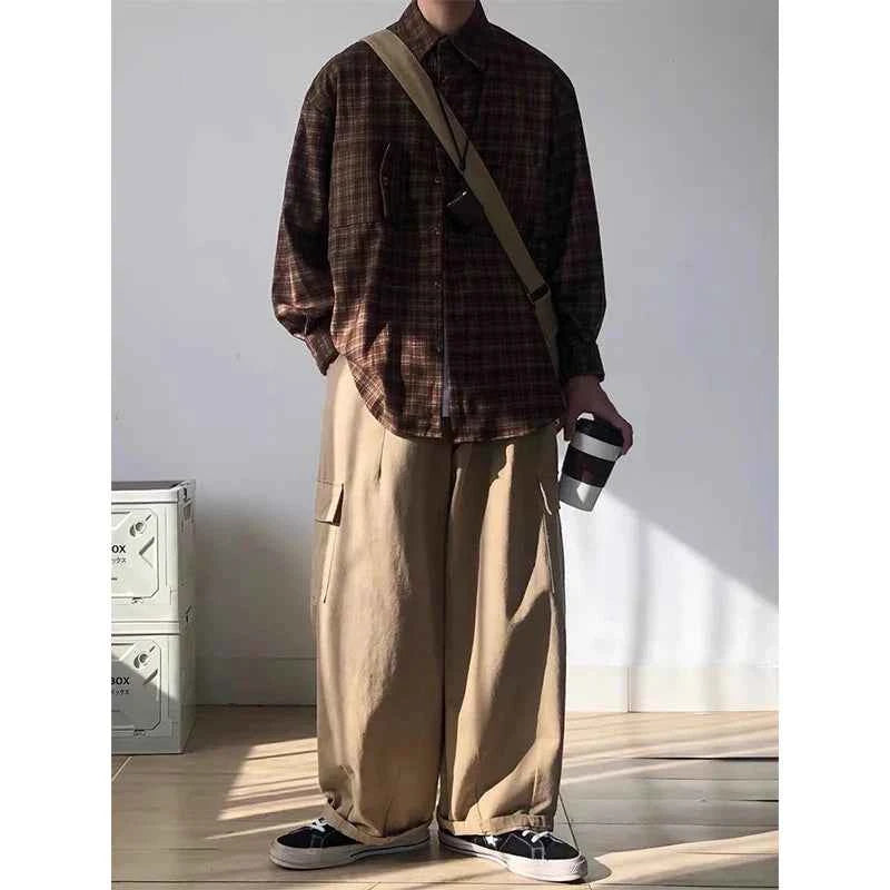 Cozy Plaid Oversized for Fall Long Sleeve Shirt
