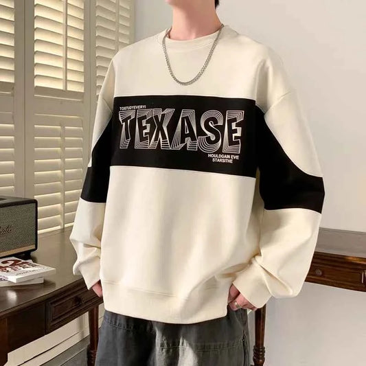 Colorful Patchwork Letter Print O-Neck Sweatshirt