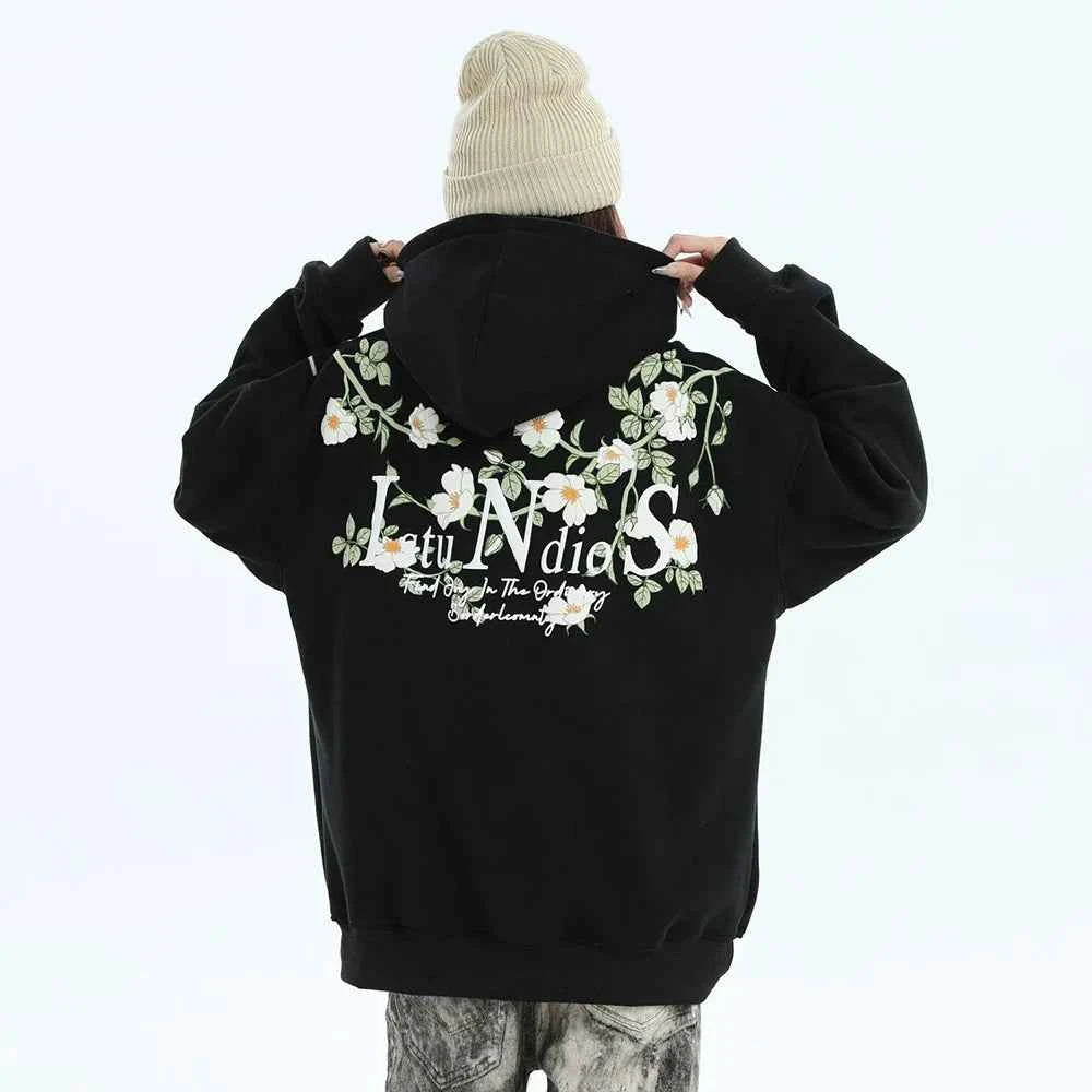 Embossed Flower Vine Velvet Hoodie