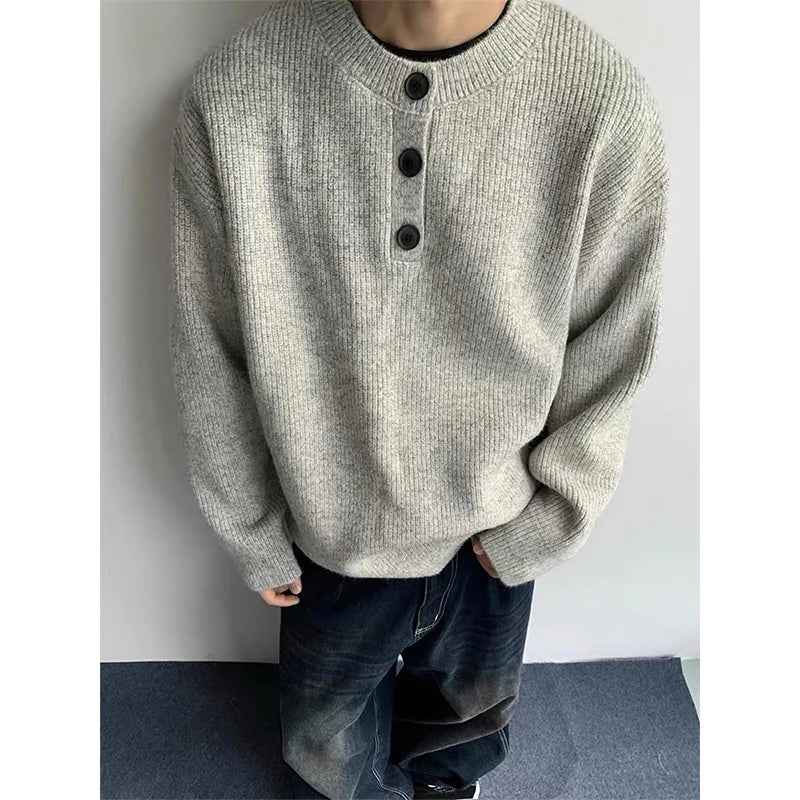 Plush Luxury Button Casual Long Sleeve Knit Sweater