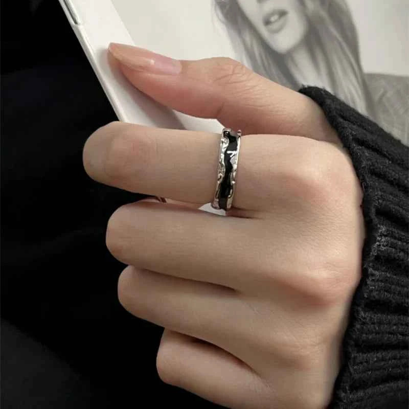Simple Black Glaze Open Rings