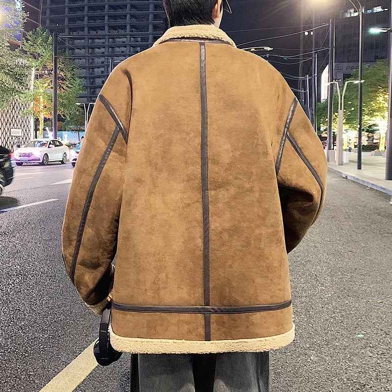 Luxurious Lamb Velvet Suede Winter Faux Furr Jacket