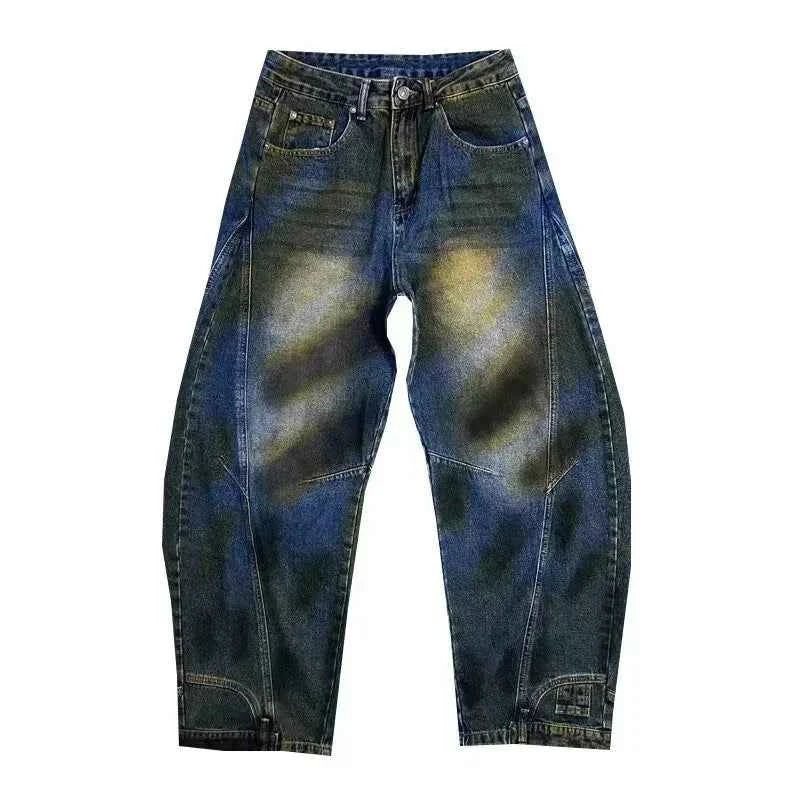 Cool Retro Graffiti Painted Punk Baggy Jeans