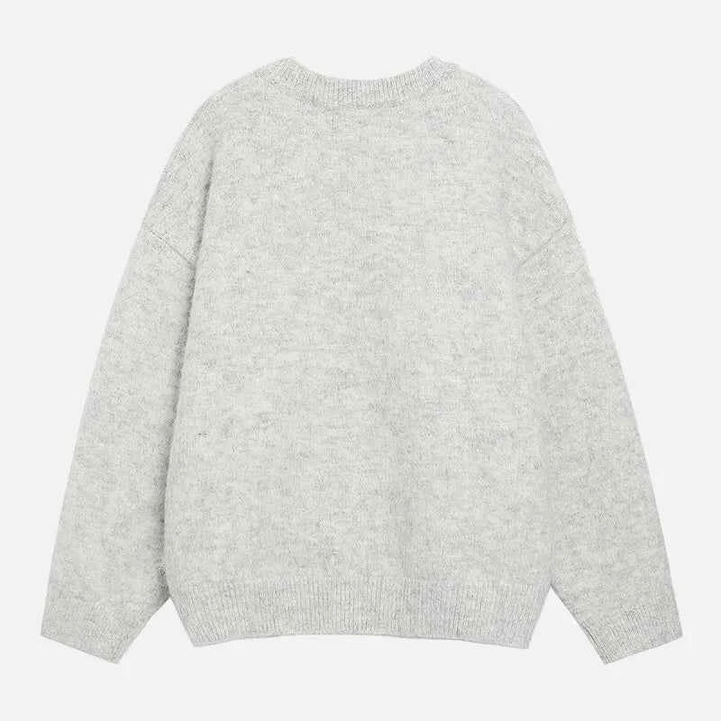 Rose Graphic Oversized Casual Knitwear Sweater