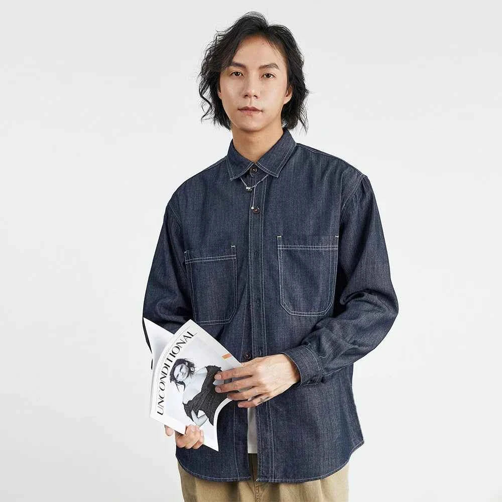 Men's Retro Casual American Denim Long Shirt