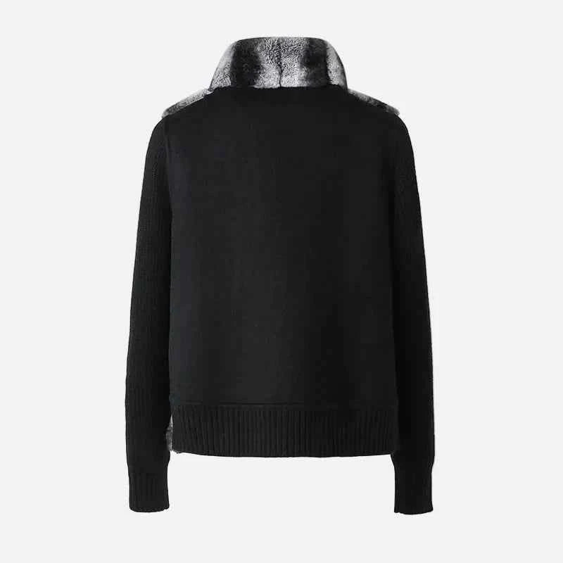 Luxury Wool Rabbit Fur Knitted Cardigan