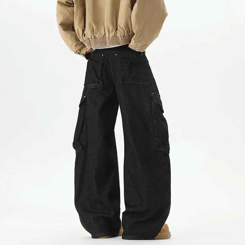 Streetwear High-Street Wide Leg Cargo Jeans