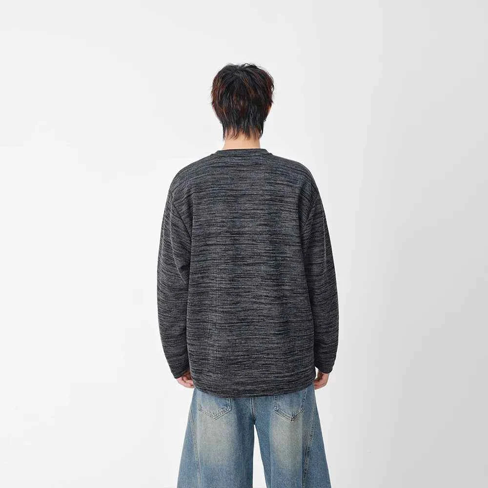 Textured Knit Crew Neck Long Sleeve Sweatshirt