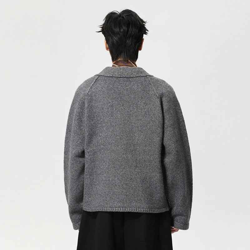 Cozy Contrast Color Wool V-Neck Knit Cardigan