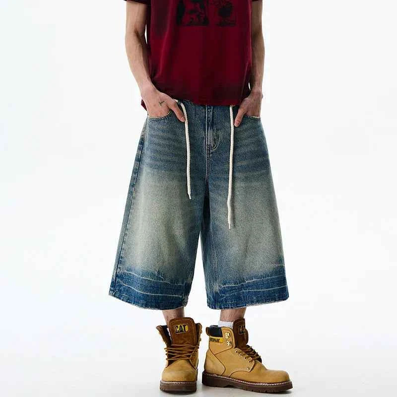 Vintage Loose Wide Leg Cropped Denim Jorts